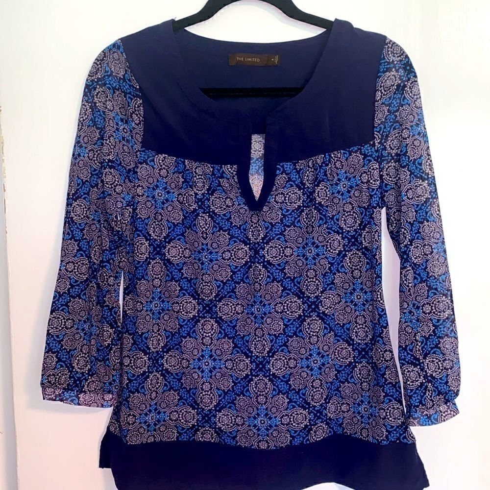 The Limited mosaic print notch neck top